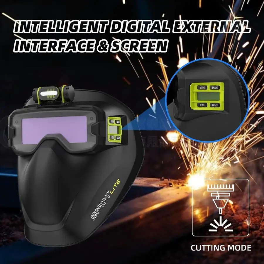 مجموعة نظارات لحام SPOTLITE True Color Auto Darkening، قناع حماية كامل للوجه لـ Tig، Mig، عصا قطع البلازما، أمبير الرقبة #3