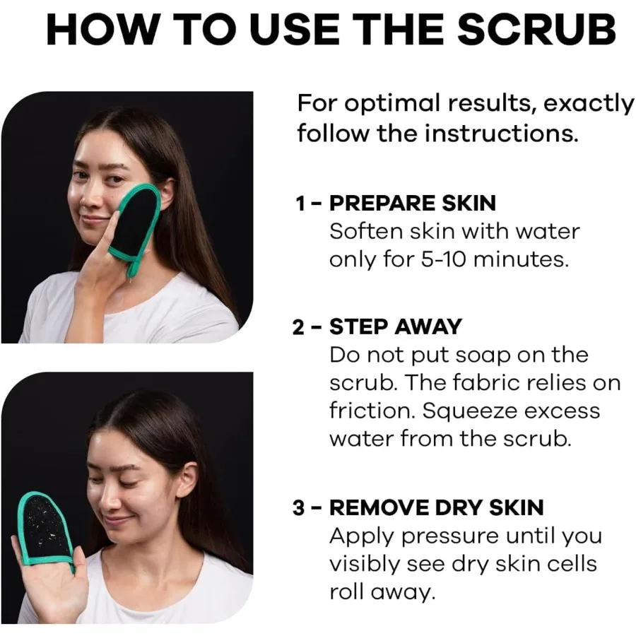 Luva esfoliante profunda para rosto, removedor de pele morta e seca para homens e mulheres, luvas esfoliantes para banho e uso seco, 1 pacote