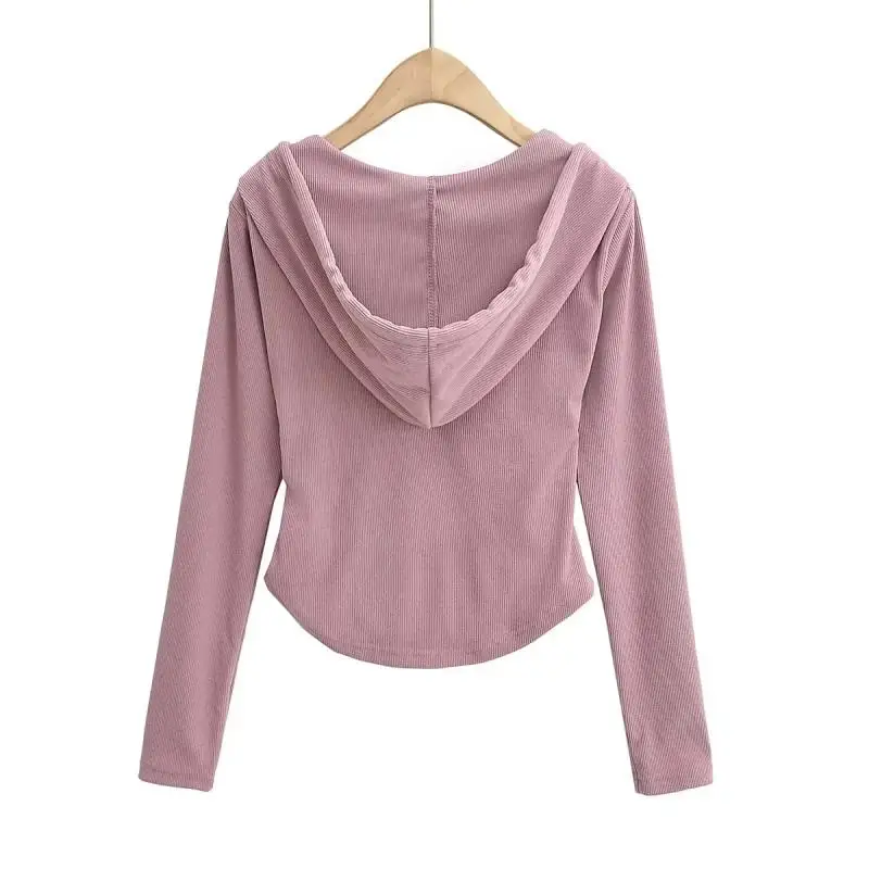 Women's Fashionable Hoodie 924WMDR All-Match Style S225 Slim Fit  Color Casual Sweatshirt Three-acetate Fiber