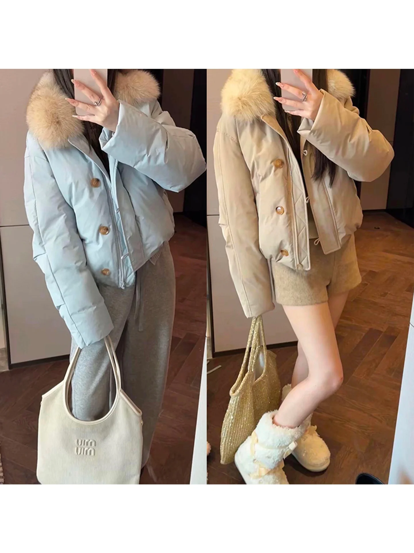 

Женское зимнее пальто Mimius ort Puffer Jaet Thiened, милая футболка с большим меховым воротником, повседневная футболка со звездами