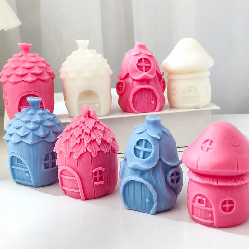 Mold for cartoon forest-themed small house, handmade pine cone candle, aromatic plaster, cake and ice cream mold