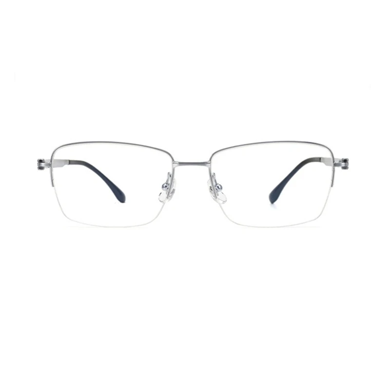 Retro pure titanium frame, nearsighted glasses frame, men's half frame, silver black frame, customizable progressive