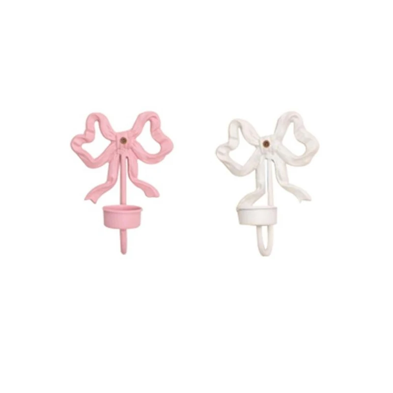 Pink Bow Wall Candlestick French Vintage Wrought Iron Candle Holder White Wall Decorations Home Restaurant Wall Decor