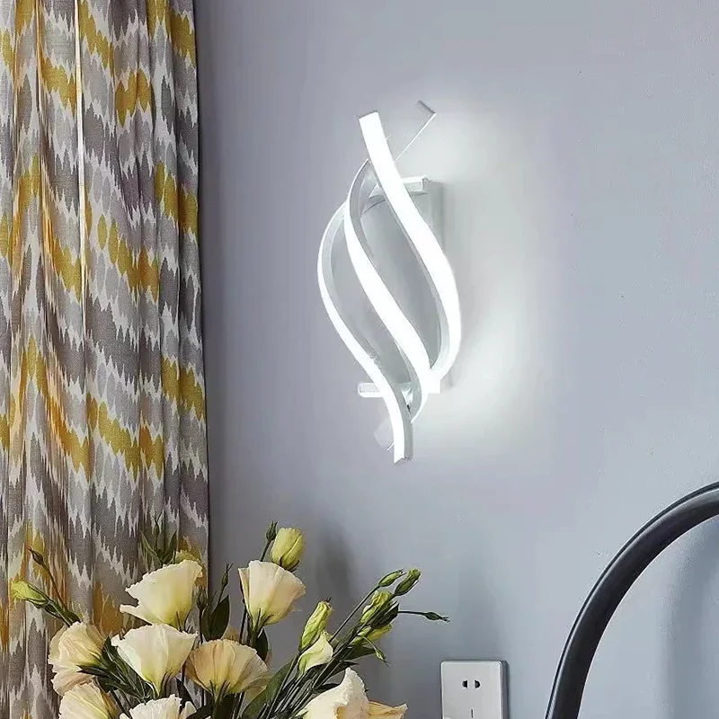 

Modern LED Wall Lamp Curved Design Spiral LED Wall Lamp For Bedroom Bedside Home Decor Indoor Sconce Lighting