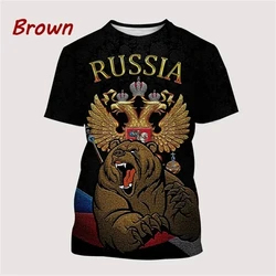 Casual Cool Russia Flag Summer Men's 3D Printed Round Neck Short Sleeve Russian Army Tops T Shirts Streetwear Sport T-shirt