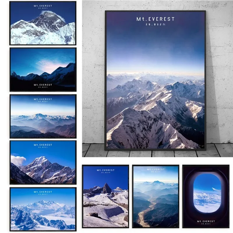 Affiche du Mont Everest, le plus haut sommet du monde, impression artistique de paysage, peinture panoramique sur toile, décoration murale pour salon, maison, murale décorative