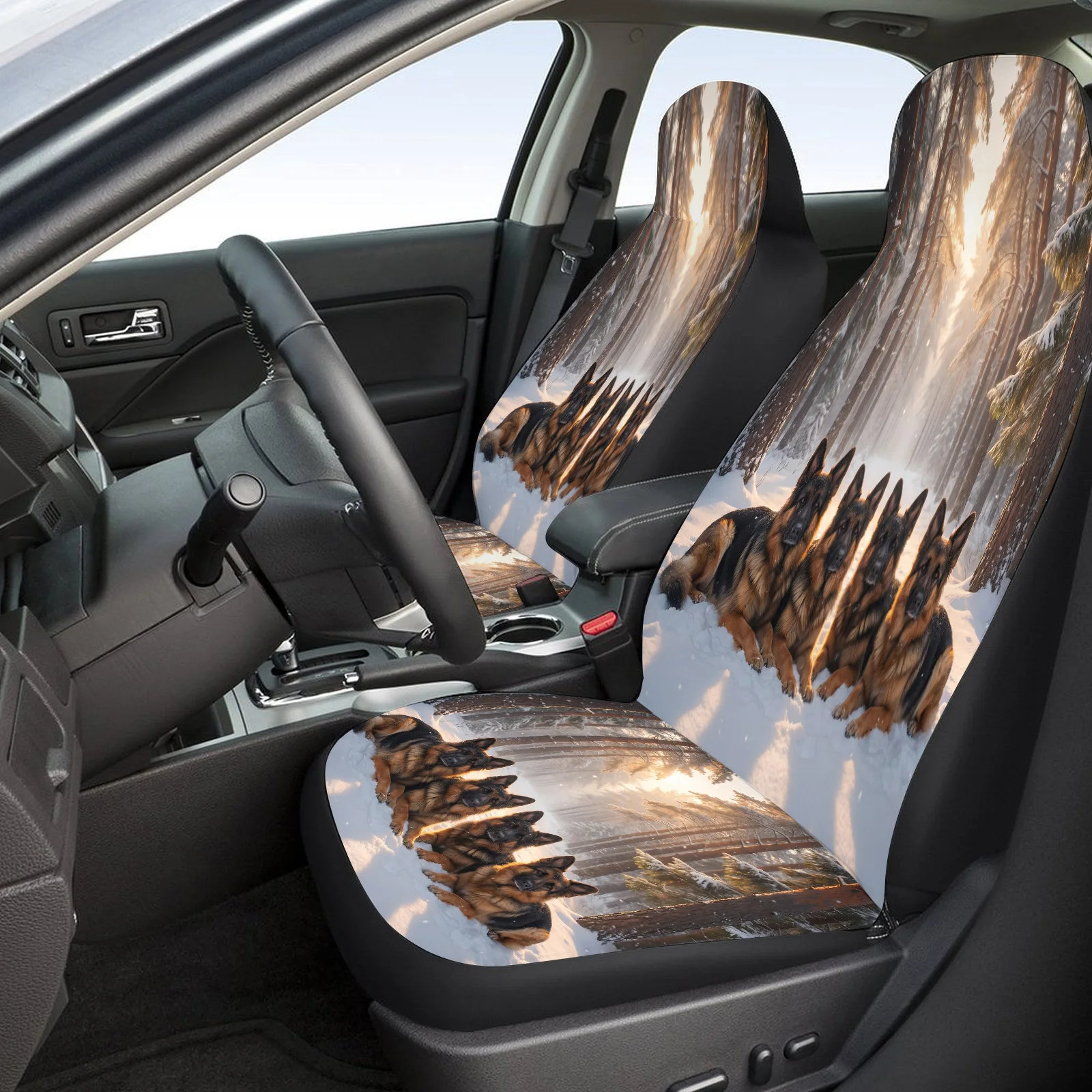 German Shepherd Themed Car Seat Cover Set For Most Cars Trucks, Trendy Breathable Car Seat Protector Covers Full Set, Universal