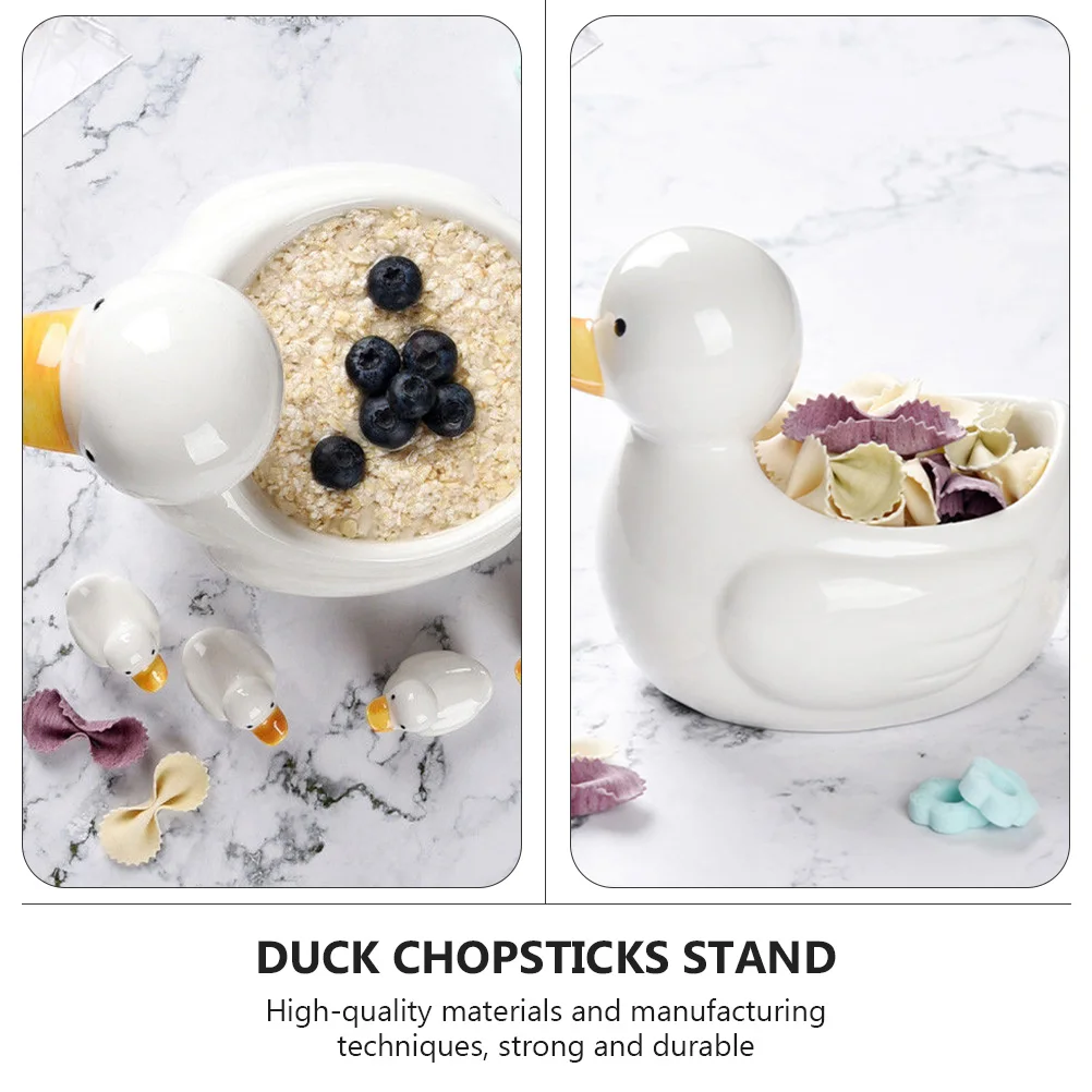

1Set Cute Duck Shaped Ceramic Chopsticks Rest Smooth Chopstick Holder Stand for Home Restaurant Chopsticks Stand Set