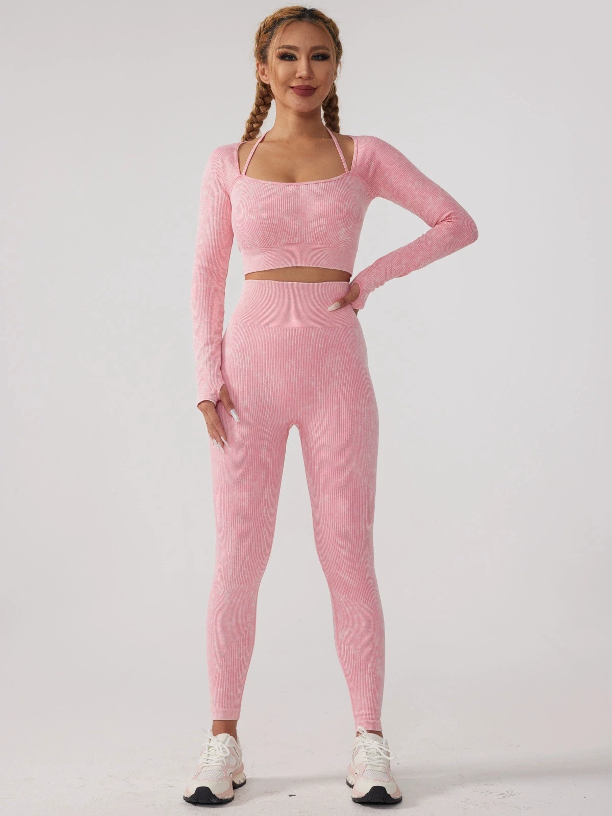 ウォッシュ秋パンツセットスキニーストレッチスポーツパンツセット美しいアクティブウェアエクササイズアクティブウェアランニングスポーツレギンス