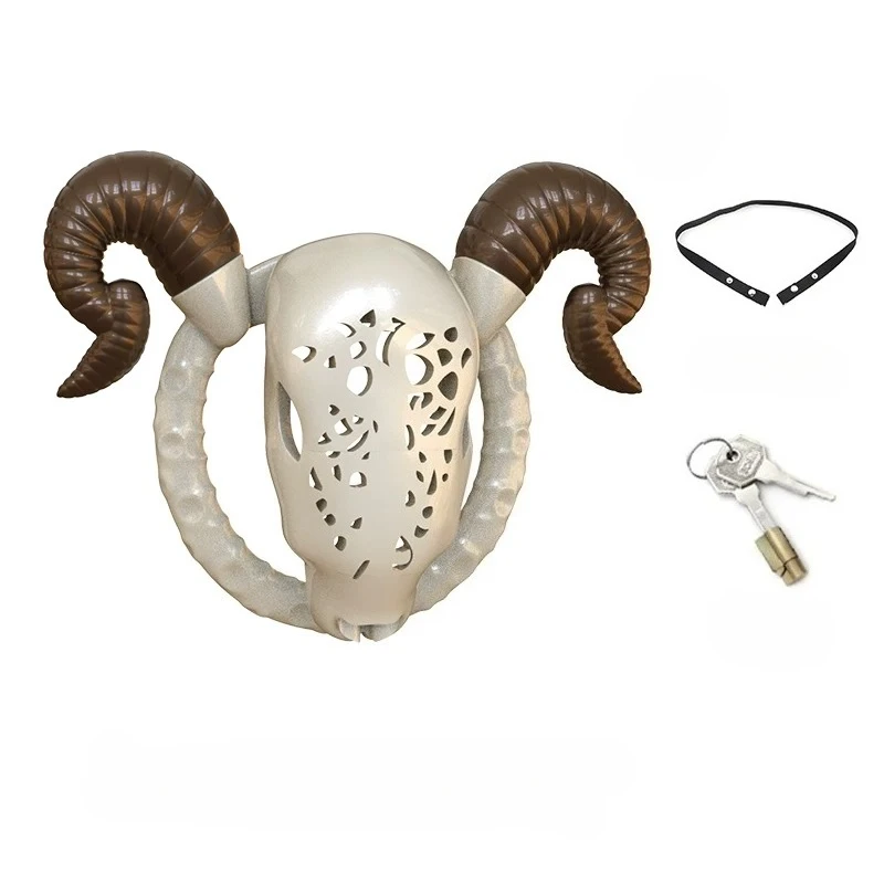 Sheepshead Chastity Cage Detachable Horns SM Abstinence Chastity Belt Penis Cb Lock  Device Cock Cage Bandage Sex Toys for Man