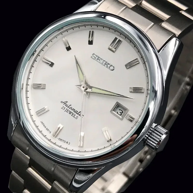 Seiko-男性用自動機械式時計,防水時計,シンプルなスチールバンド,トレンディ,カジュアル,オリジナル,Apsarb035,新しい2024