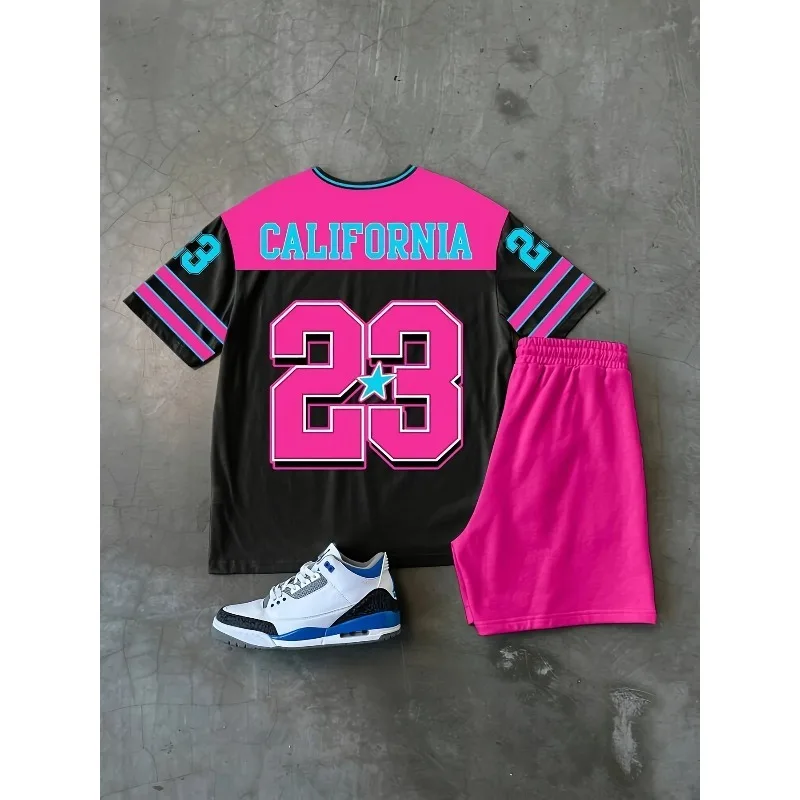 Hot Selling Men's Casual Fashion 3D Printed Outdoor Casual Sportswear Polyester Fiber Short Sleeved Shorts Set for Summer 2025