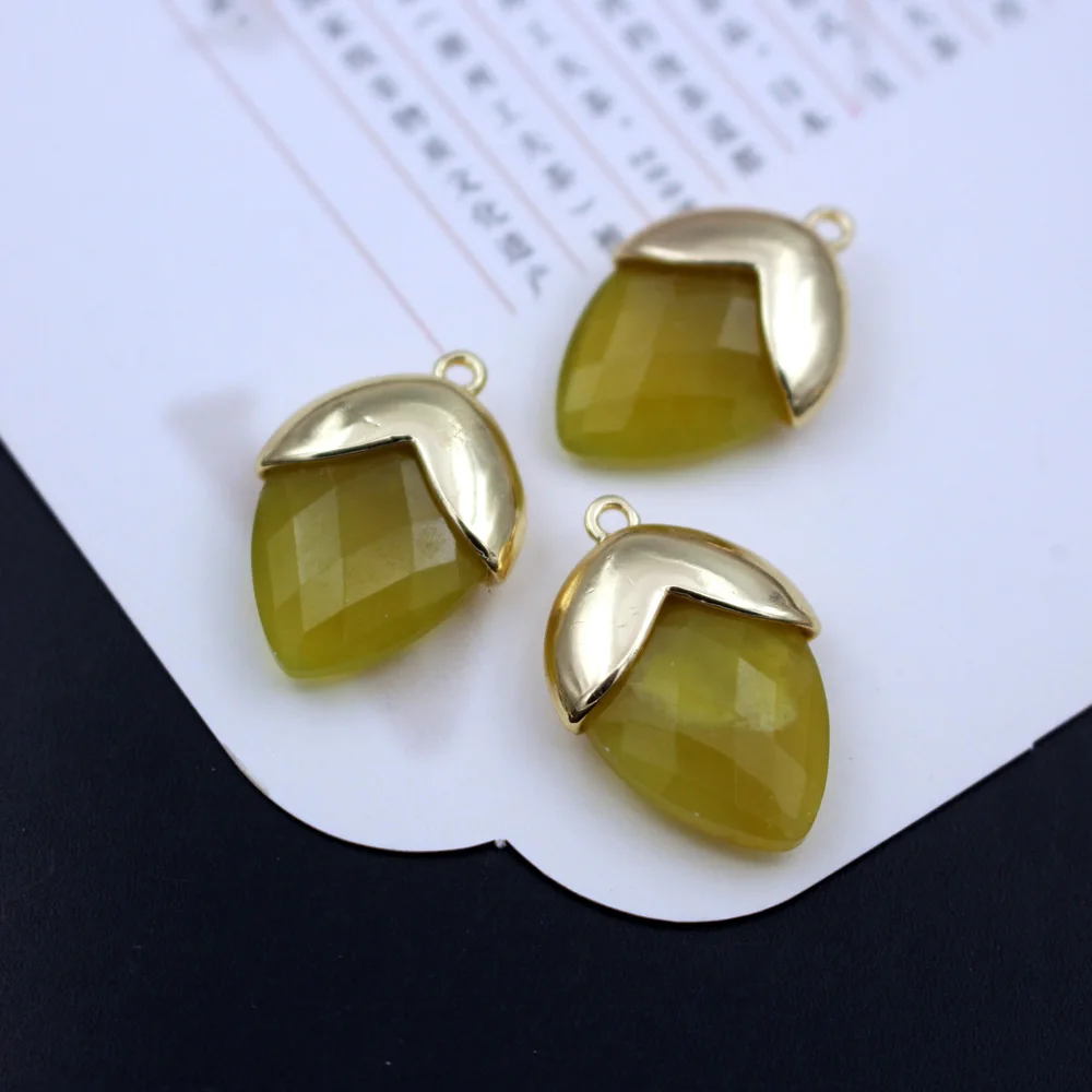 6 قطعة 25x18 مللي متر الألوان الأوجه الحجر الطبيعي قطرات نقطة Charms قلادة DIY بها بنفسك للنساء بيان أقراط سلسلة قلادة الحرف