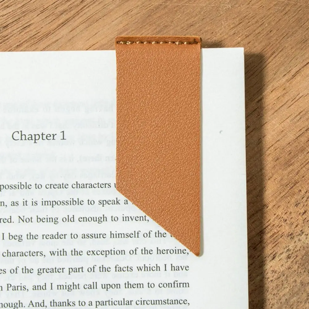 Reading Tool Vintage Leather Bookmark Individual Waterproof Fold Bookmark Simple Design Handmade PU Leather Label Lover