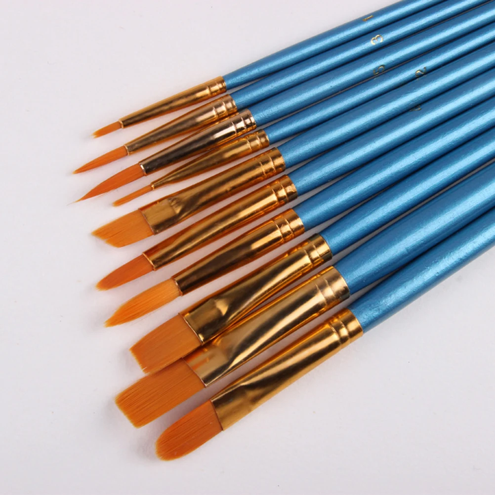 

10 Pieces Watercolor Oil Brush Set Different Size Painting Supplies Easy to Wash