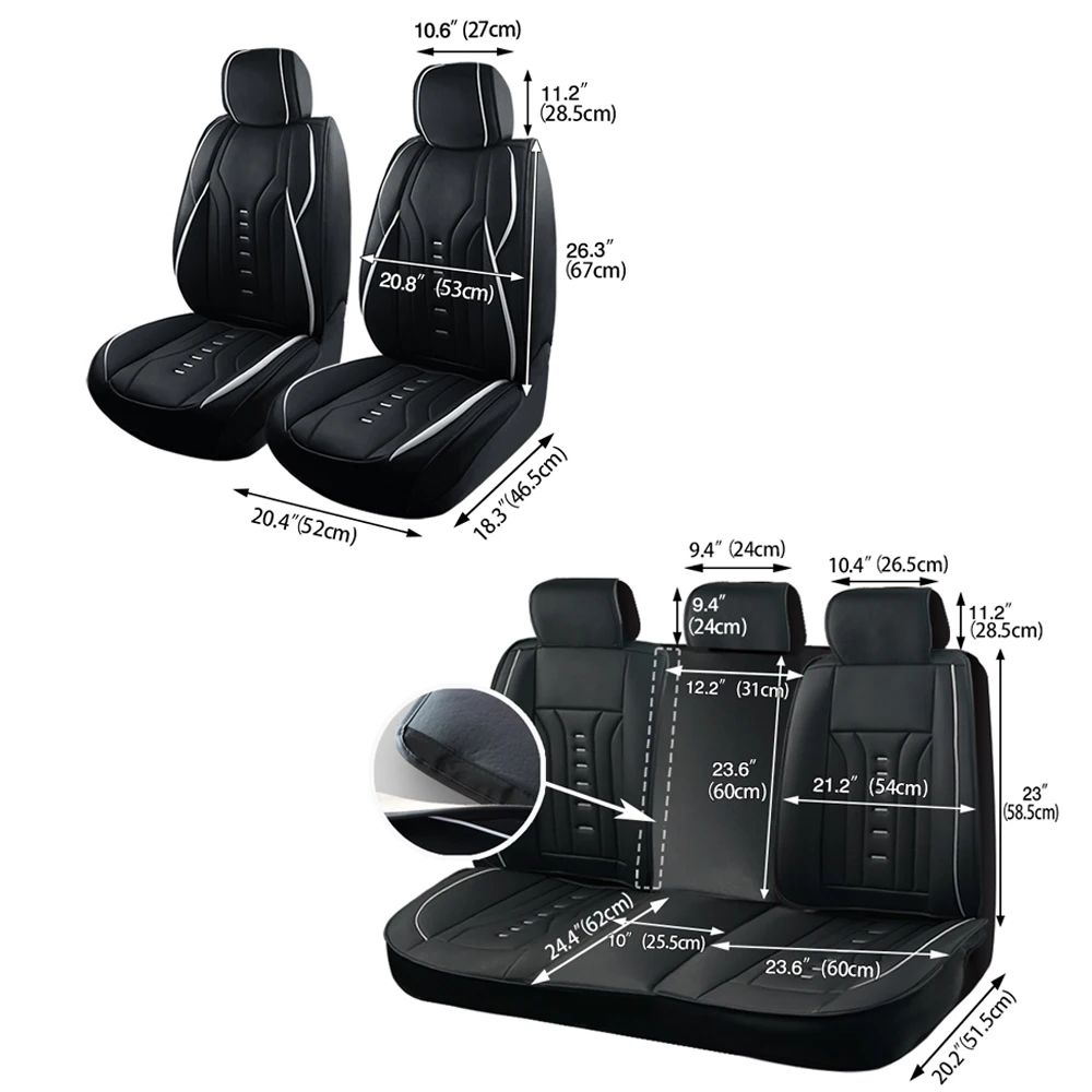 Sporty Four Seasons Universal Fully wrapped PU Leather Car Seat Cover Set Fit for Most Car Seat Cushion Comfort Chair Protector