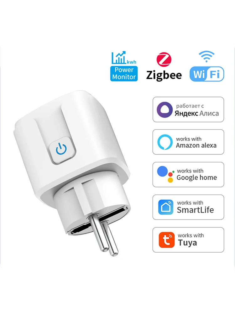 Inteligentne gniazdko Tuya EU Plug WIFI 16/20A z monitorowaniem zużycia energii, funkcją timera, sterowaniem głosowym, kompatybilne z Alexa, Google Home i Alice. — zdjęcie 2