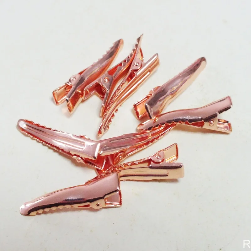 wholesale  !!  1000PCS Rose  color 35mm Metal Alligator Hair Clips With Teeth