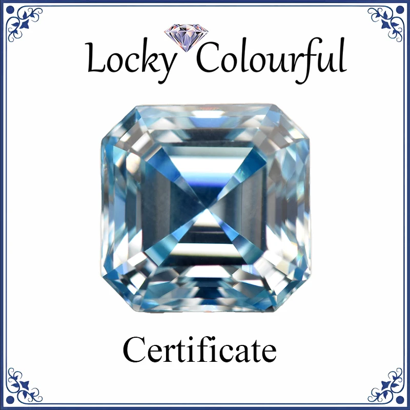 

Moissanite Asscher Shape Top Quality Ice Blue Color Beads for Charms DIY Jewelry Making Necklace Materials with GRA Certificate