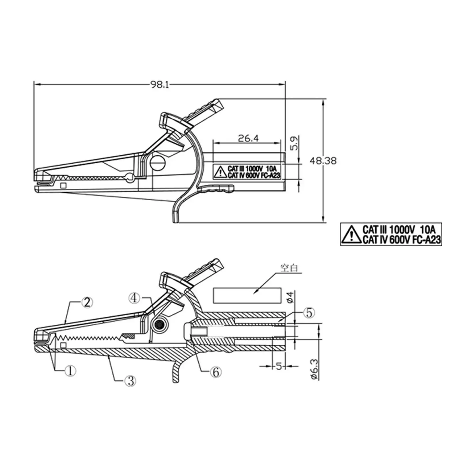 Heavy Duty Alligator Clip Crocodile Clamp Easy to Use Electrical Testing Test Clip, Insulation Protecting for Automotive, Car