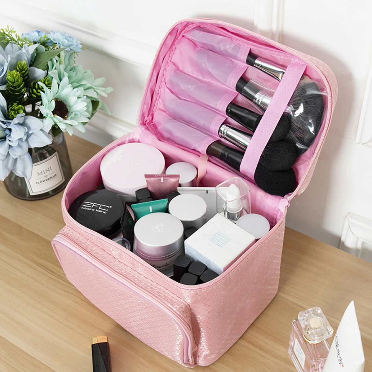 Multifunction Double Portable Cosmetic Case Bag Large Capacity Make Up Case Big Women Organizer Toiletry Beauty Storage Travel