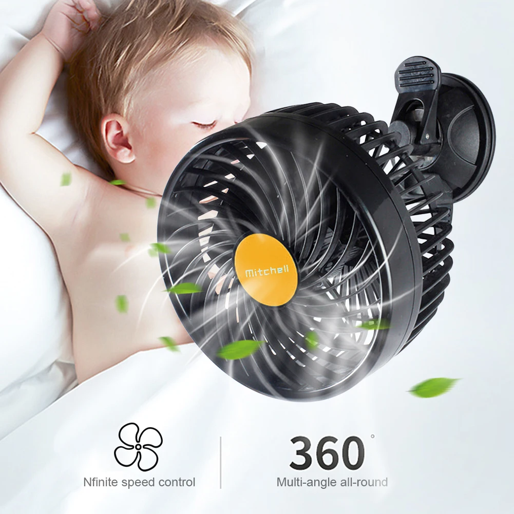 12/24V Ventola di raffreddamento per auto Ventola di ventilazione automatica regolabile Ventosa Circolatore d'aria Ventilatore Circolatore per auto elettrica per camion fuoristrada