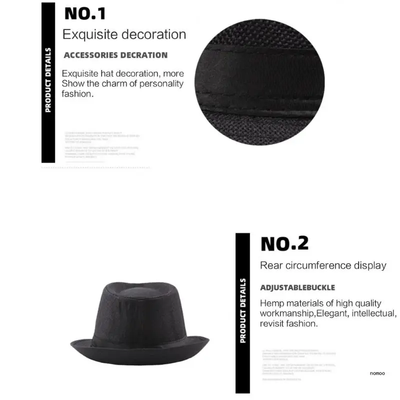 Fedora for Men Women Unisex 1920 Gangster Fedora Hats with Black Bands Decorations Solid Color Accessory