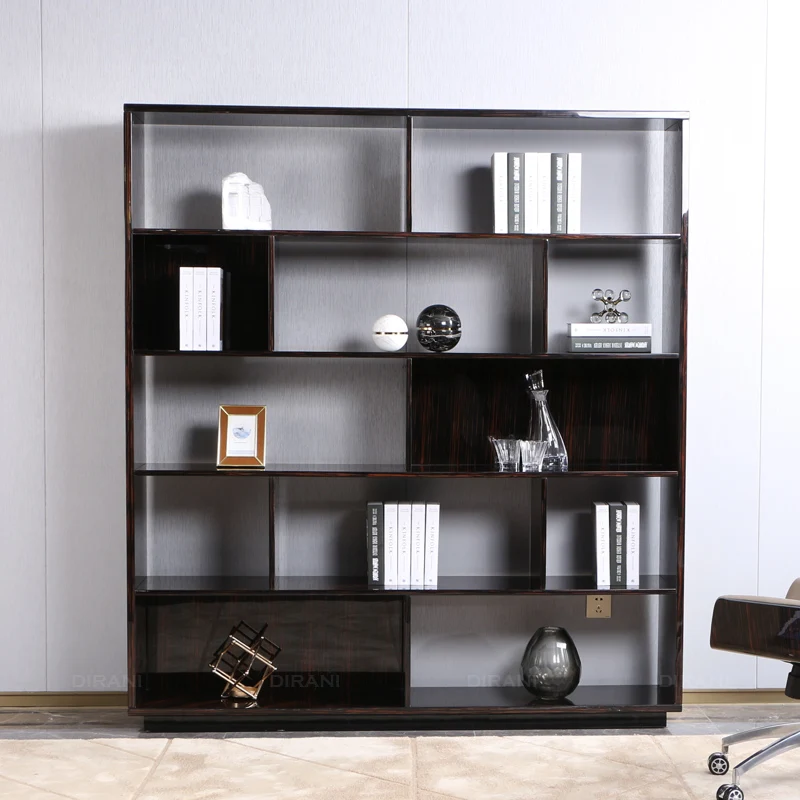 Bookrack Home Study Room Black Wooden Bookshelf Book Shelf Luxury Modern Office Simple Bookcases