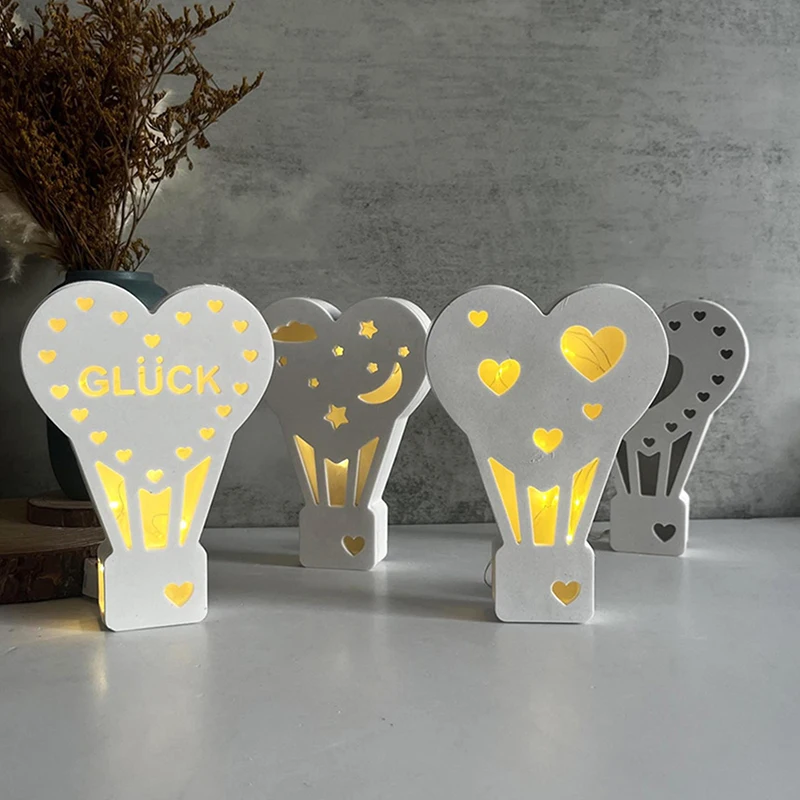 Hot Air Balloon Silicone Ornament Mold Led Light Diy Hot Air Balloon Lantern Plaster Romantic Atmosphere Decor Making Moulds