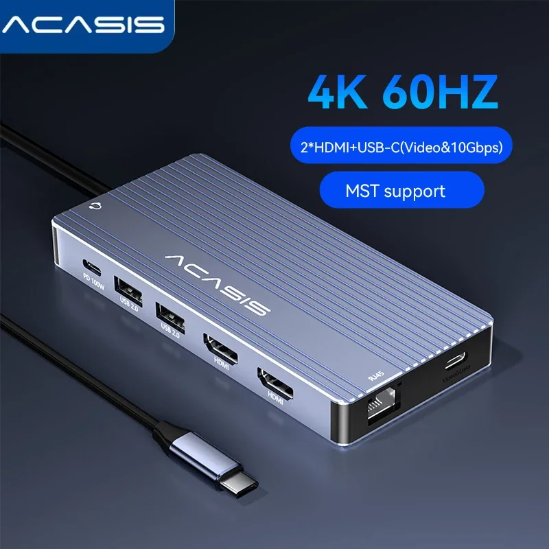 

Док-станция-концентратор Acasis 14-в-1, 100 Вт PD, 4K60 Гц, порта HDMI, 10 Гбит/с, Gigabit Ethernet, устройство чтения карт SD/TF для MacBook/ноутбука