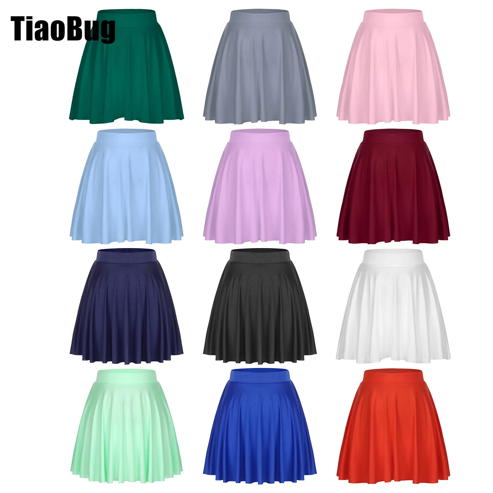 

Womens Solid Color Ruffle Skirt Casual Elastic Waistband Flared Skirts Loungewear Homewear Sportwear