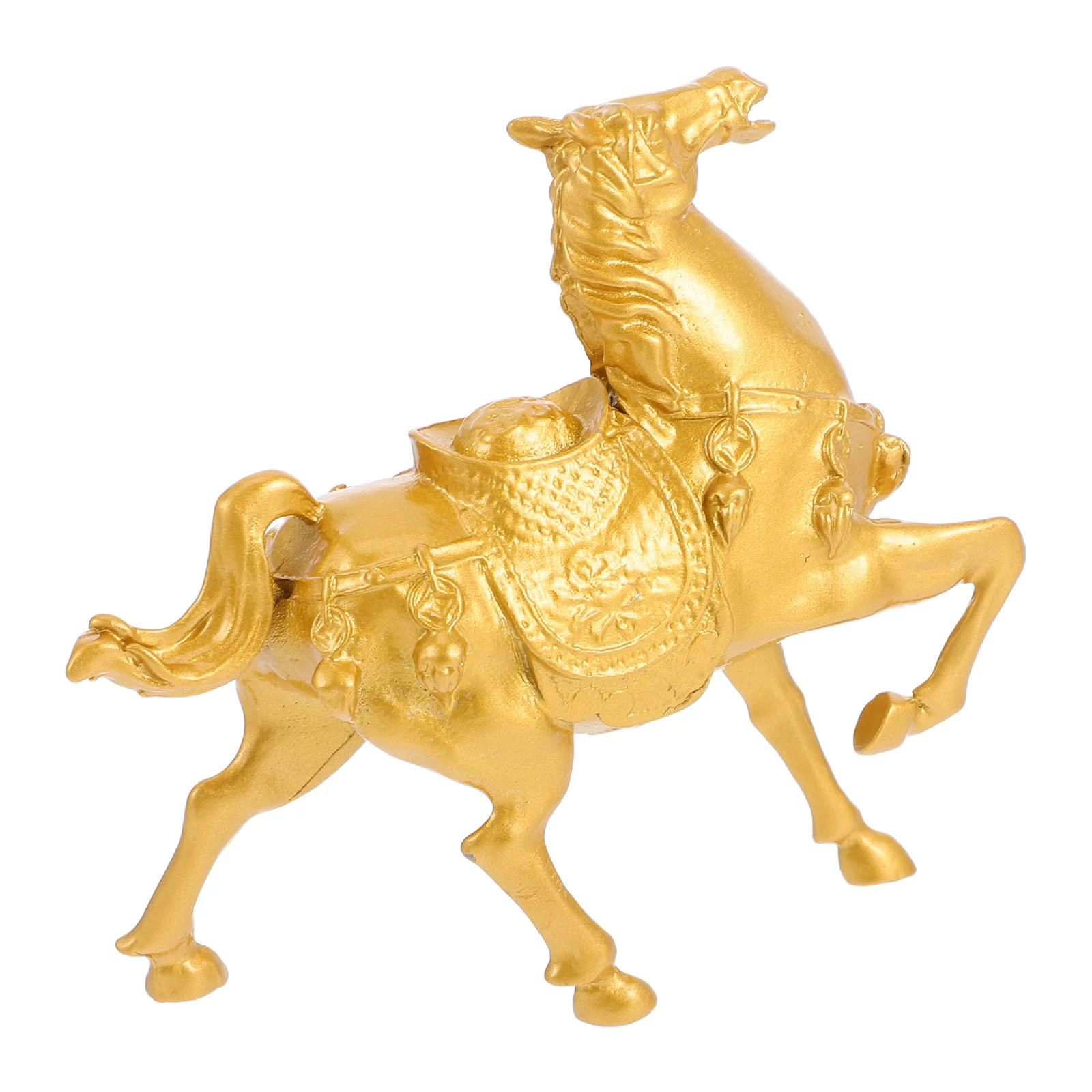 

Statue Home Decor: Metal Zodiac Horse With Gold Ingot For Office Desk Tabletop Decoration Stable Base Miniature Crafted