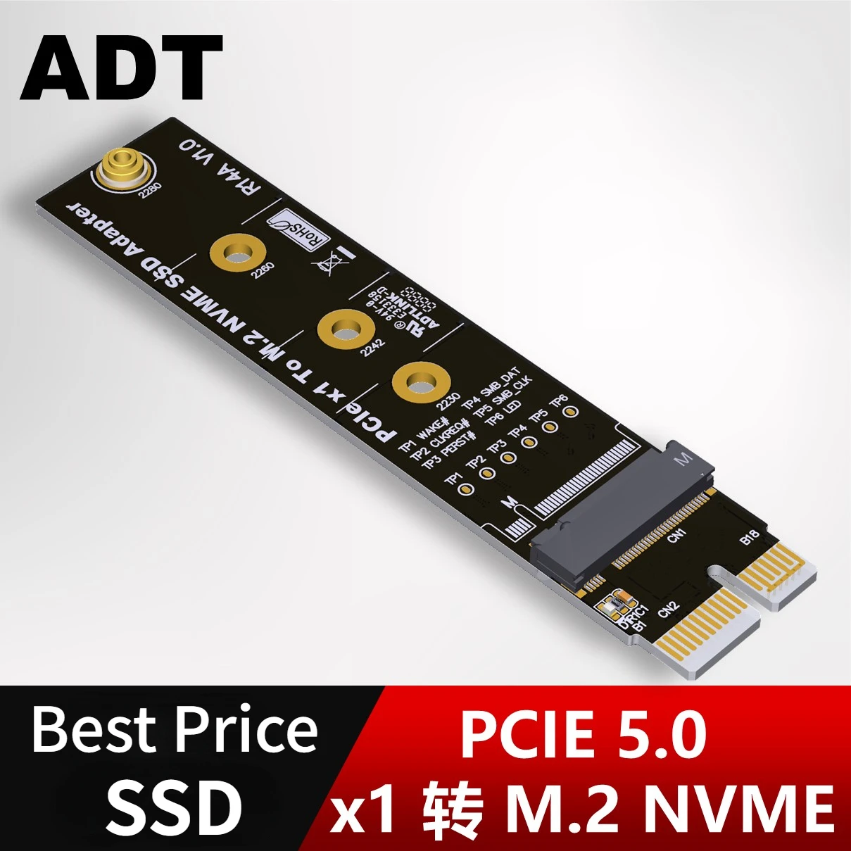 

ADT-Link высокоскоростной PCIe 5,0x1 до M.2 NVMe SSD твердотельный накопитель адаптер для компьютера GPU DIY M.2 M2 NVME SSD карта расширения PCI-E GEN5