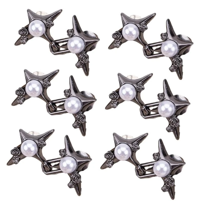 340D Crossed Star Waist Pin Shawl Clip Waist Brooch Hook for Jeans Pants Buckle Waist Tightener Button Accessory 3/6PCS