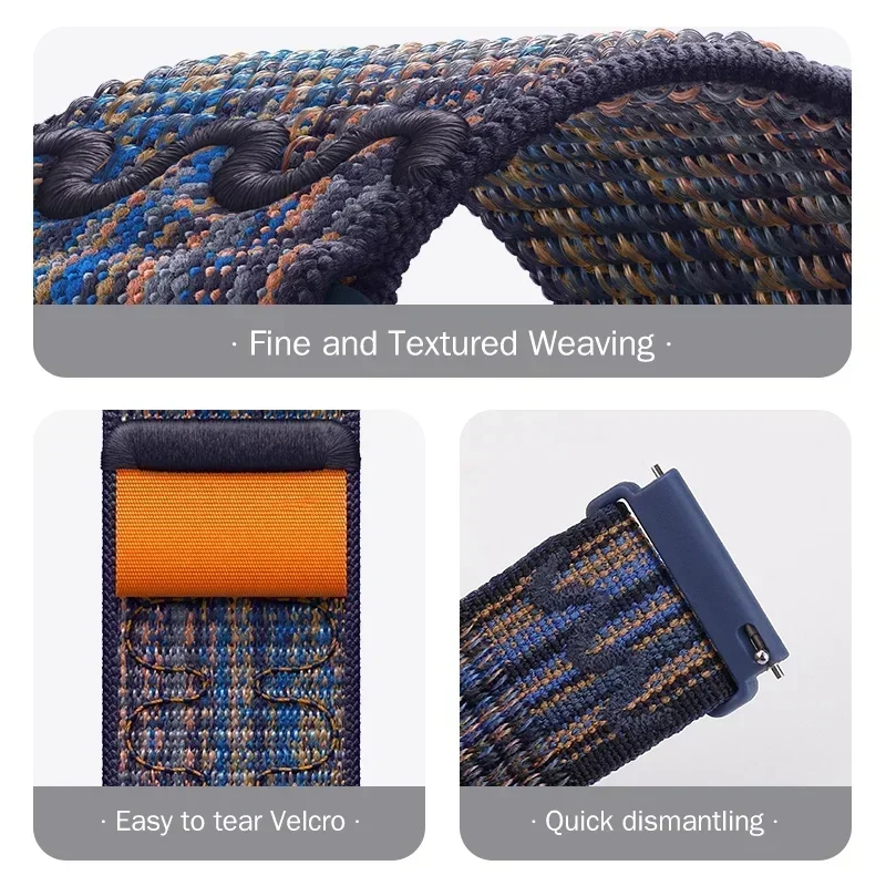 22 มม.20 มม.ไนลอนสําหรับผู้เบิกทาง Garmin 55 265 165 965 Breathable สายรัดข้อมือสําหรับ Garmin Vivoactive 5/Active 5/Venu 3/2 Band