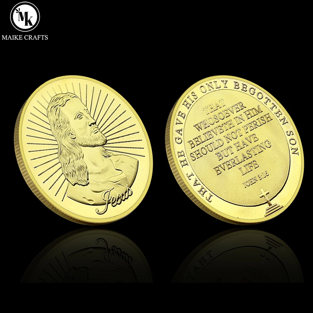 Jesus Christ Challenge Coin John 3:16 Bible Verse Commemorative Coin Religious Collectible Gift