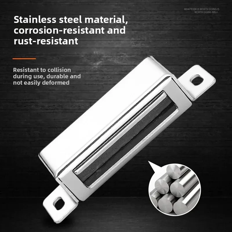 Stainless Steel Magnetic Door Buckle Chrome Finish Strong Adhesive Door Closer Hardware Accessory for Home Improvement