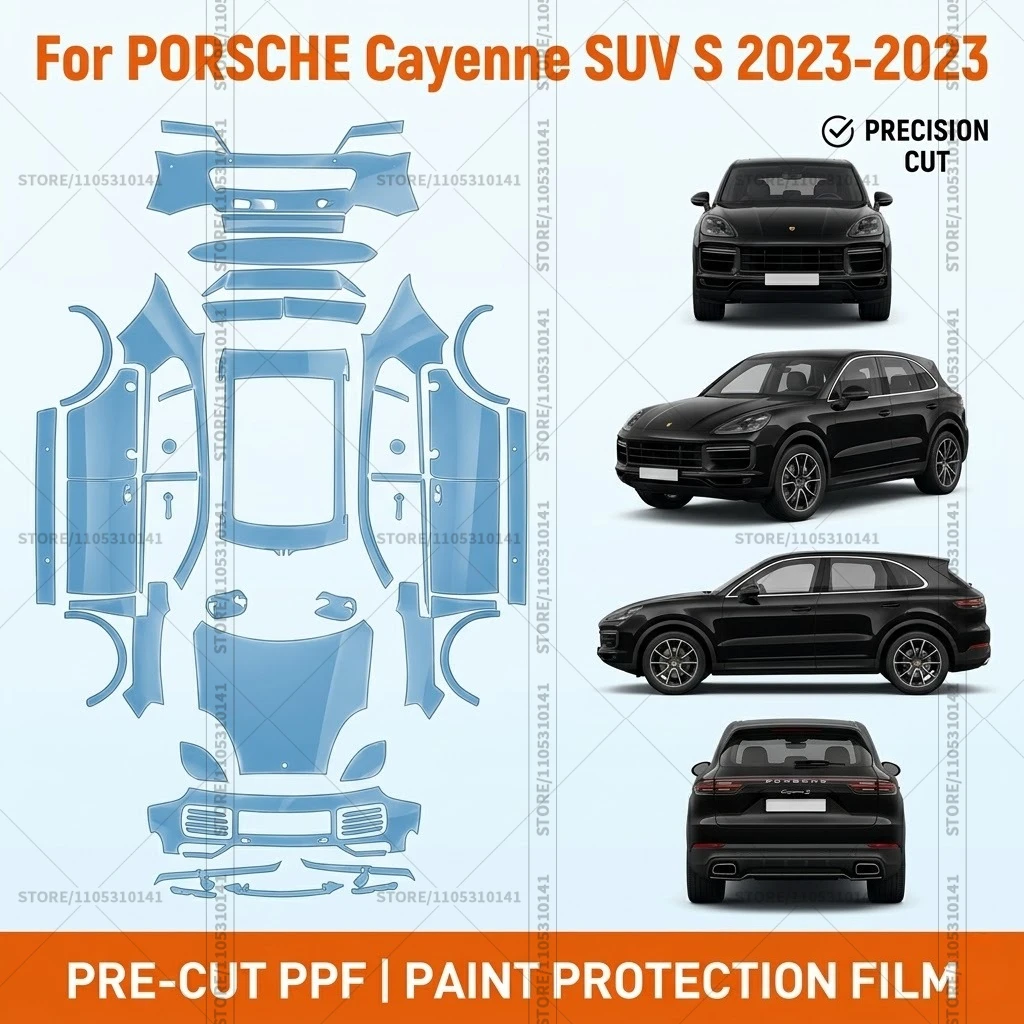 

Предварительно нарезанная защитная пленка PPF, прозрачная защита бампера, автомобильная прозрачная пленка для Porsche Cayenne SUV S 2023-2023