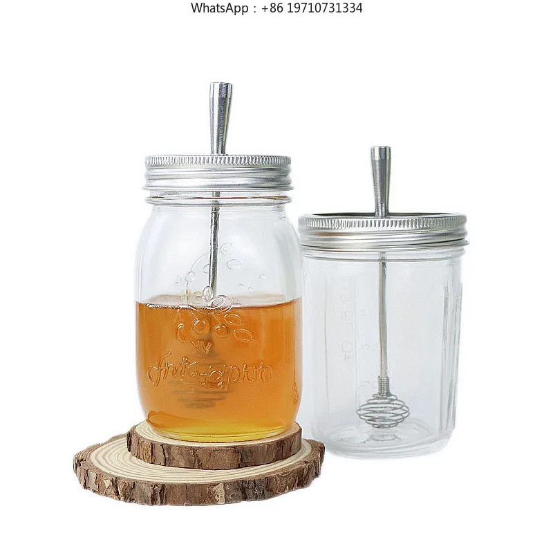 50 Pieces 304 Stainless Steel Honey Dipper Bottle Caps New Design for 70/86mm Caliber Glass Jars Honey Stick Covers for Bottles