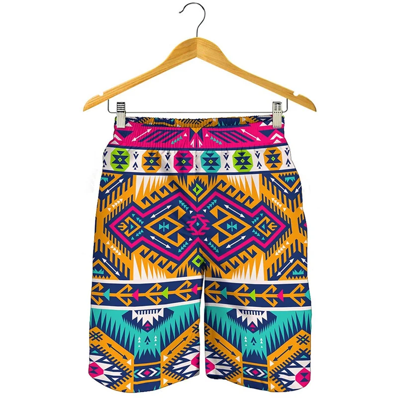 

Native Tribal Aztec Pattern Beach Shorts Men 3D Print Surf Board Shorts Summer Vacation Swim Trunks Quick Dry Street Short Pants