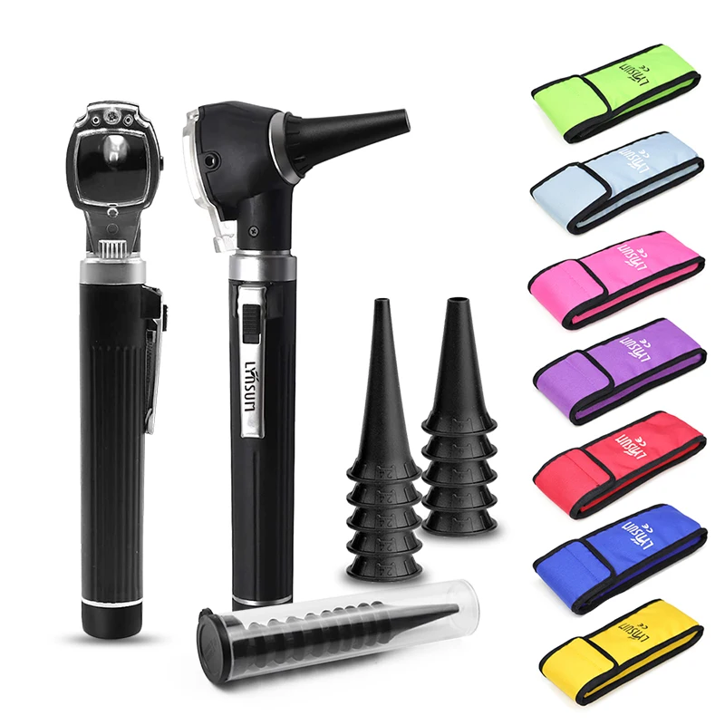 Professional LED Fiber Optic Portable Medical Nasal Ear Canal Endoscope Borescope Straight Direct Otoscope with Specula Cones