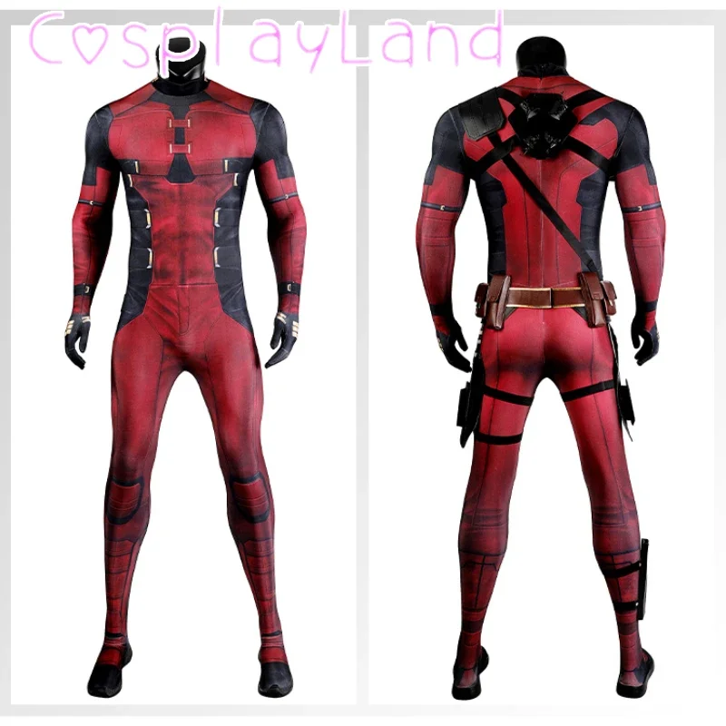 

Movie DP3 Pool Boy Wade Winston Cosplay Outfit Red Suit With Accessories Adult Men Carnival Halloween Costume Jumpsuit