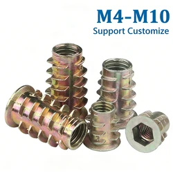 10Pcs M4 M5 M6 M8 M10 Zinc Alloy Thread Hexagon Hex Socket Head Embedded Wood Insert Nut Flanged Hex Drive Support Customize