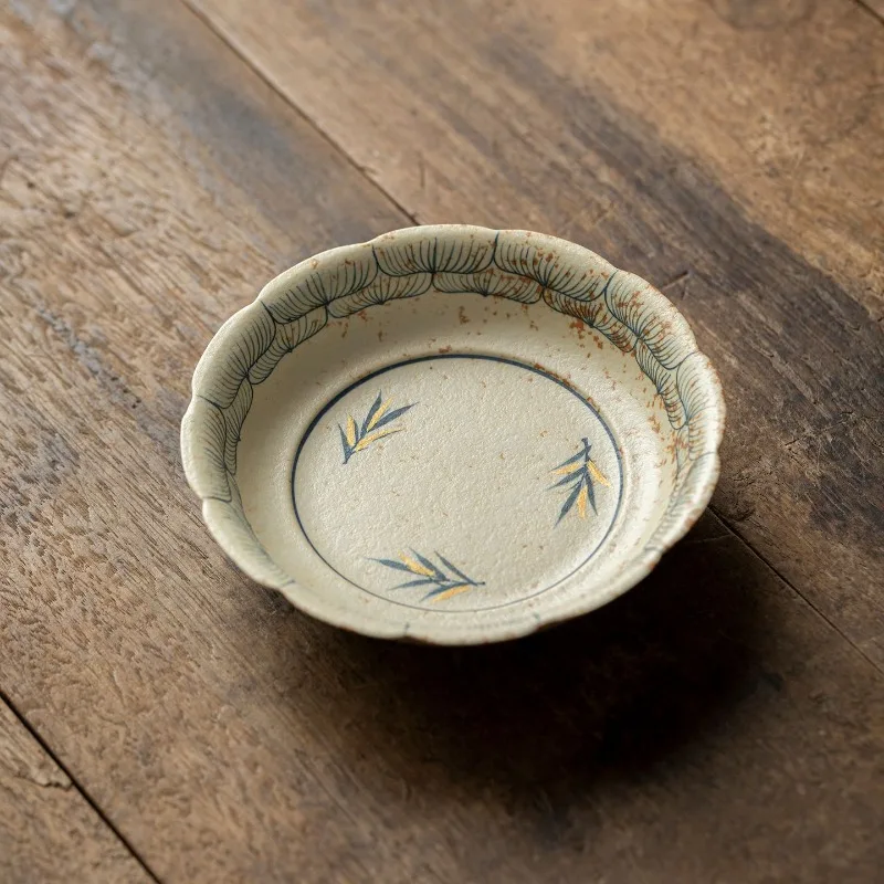 Caramel Glazed Ceramic Pot with Blue White Flint Red Underglaze Color Hand Painted Lotus Bamboo Shadow Trays New Chinese Style
