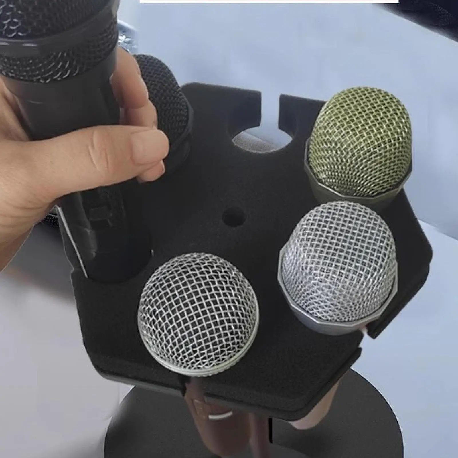 Multiple Microphone Holder Handheld Hold up to 6 Mics for Music Stand Display Easy Installation Organizer Microphone Stand