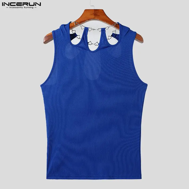 American Style New Men Solid Comfortable Tank Tops Casual Streetwear Male Hollow Design Sleeveless Vests S-5XL INCERUN Tops 2023