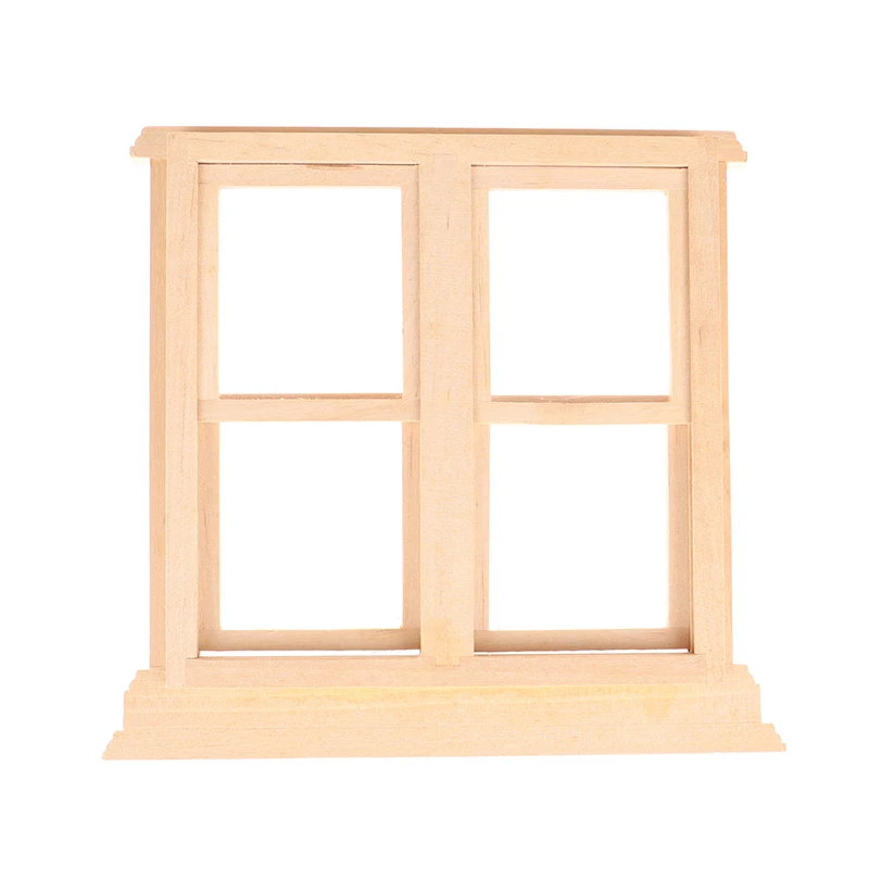 1pc 1:12 Dollhouse Furniture Wood Window Mini Retractable 4 Pane Model for Any Room Items DIY Door and Window Accessories