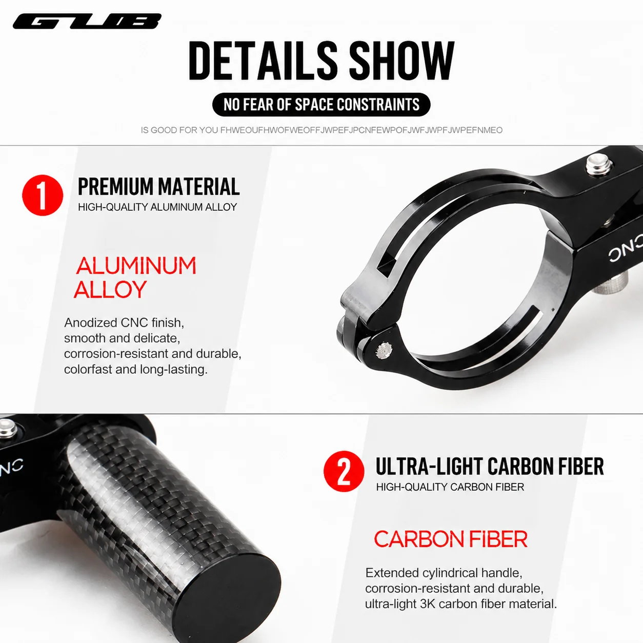 Extensor de Manillar de Bicicleta de Fibra de Carbono, Soporte de Extensión de Bicicleta de Aleación de Aluminio CNC para Ciclismo MTB