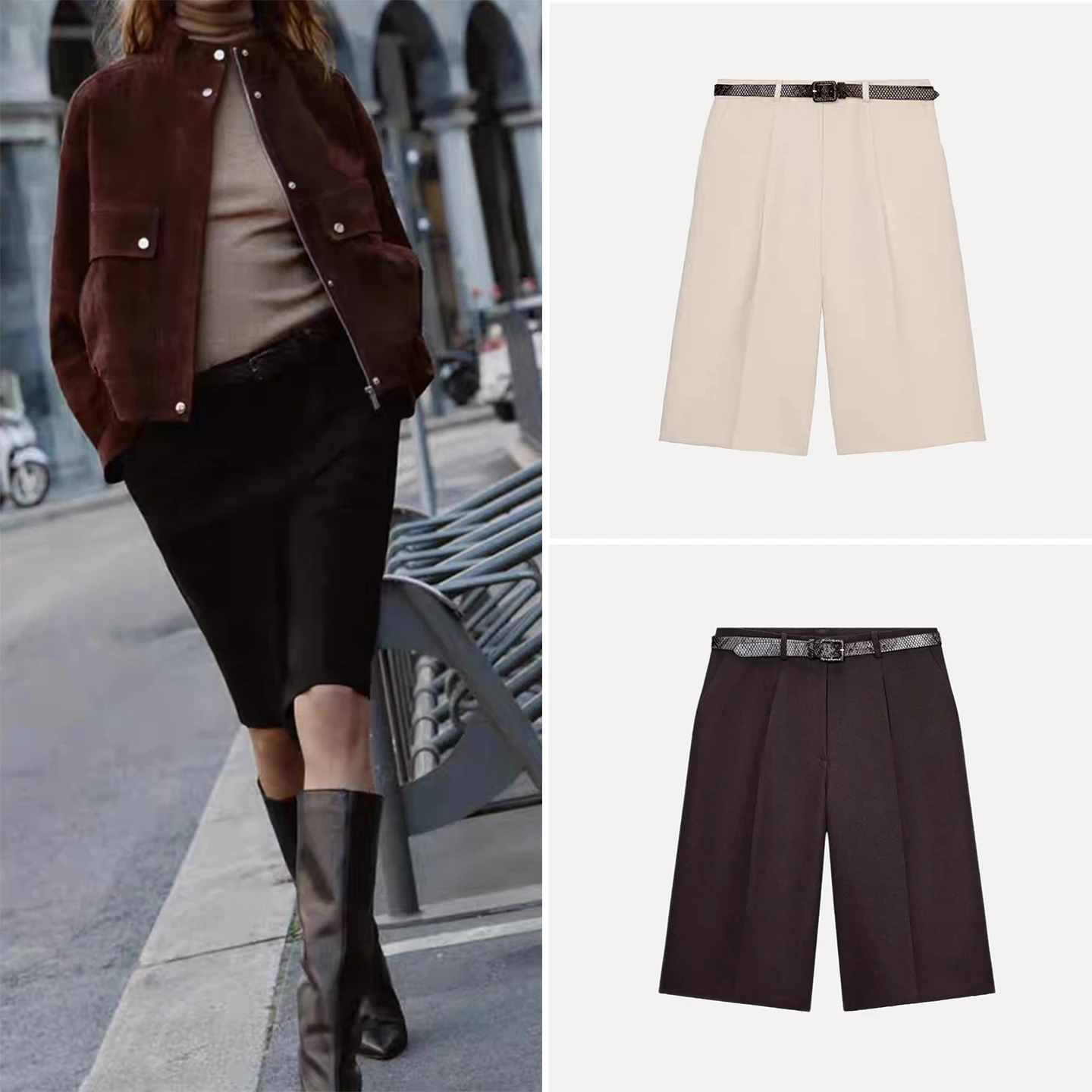 سراويل طويلة غير رسمية للنساء متعددة الاستخدامات بحزام لخريف 2025 جديدة Sle مستقيمة الساق l الخصر وسحاب مادة أخرى للسيدات... #1