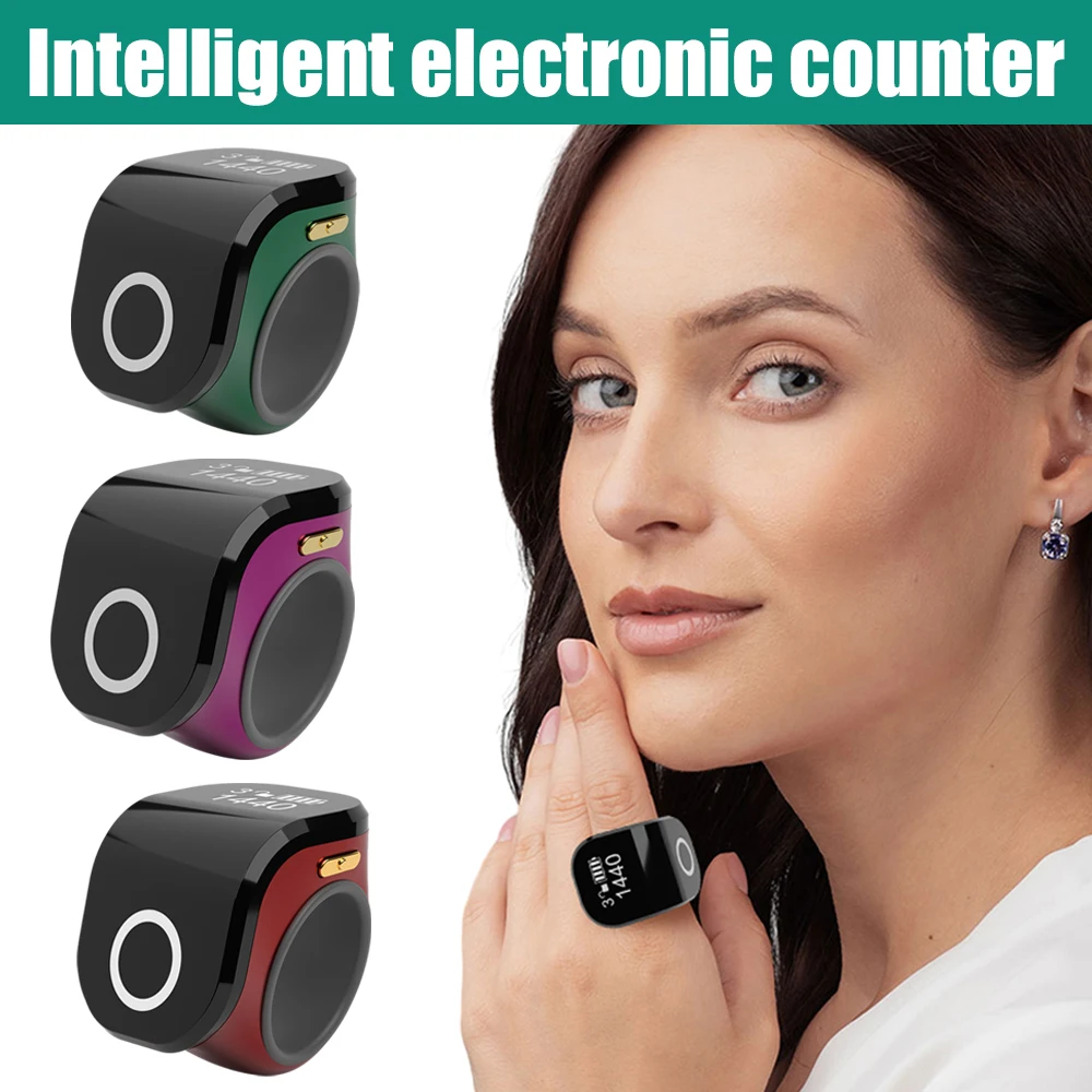 Imagem -02 - Digital Recarregável Impermeável Dedo Contador Pontos Portáteis Idea Tally Counter Smart Touch Ring Muçulmanos